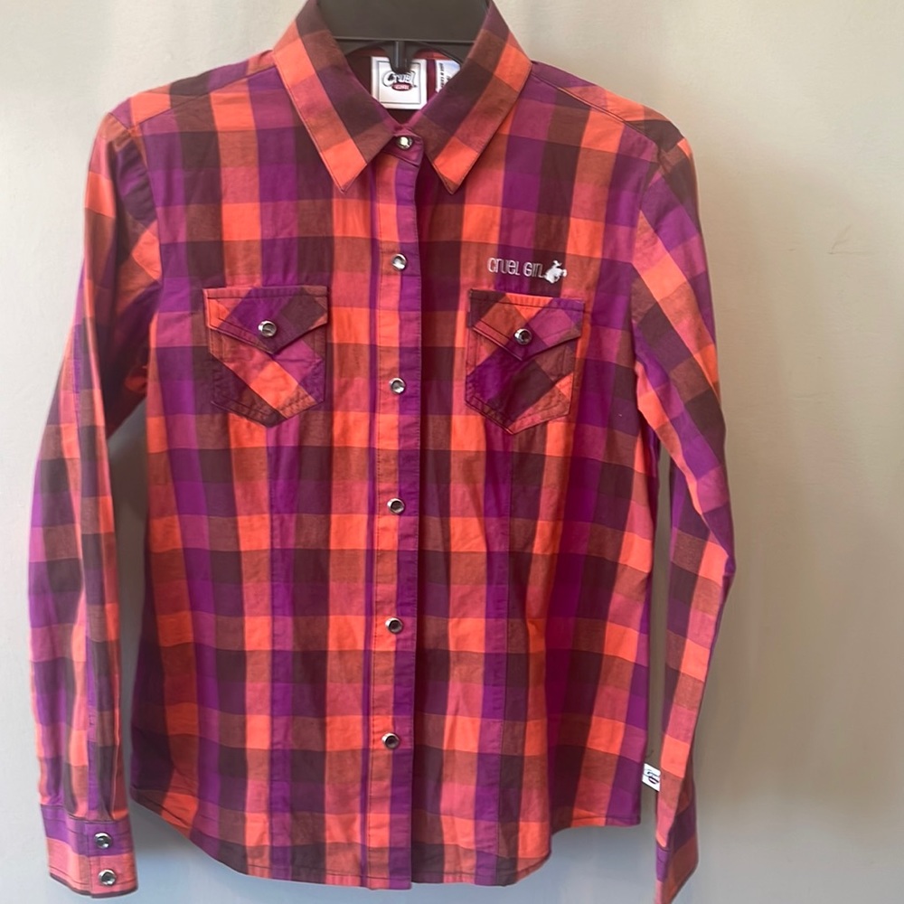 Cruel girl youth size 10 long sleeve rhinestone snap button